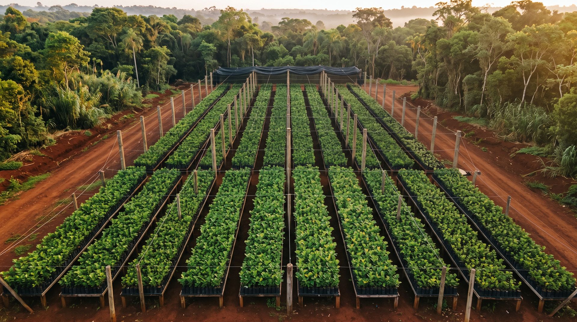 Vivero visto desde arriba, con la mediasombra recogida